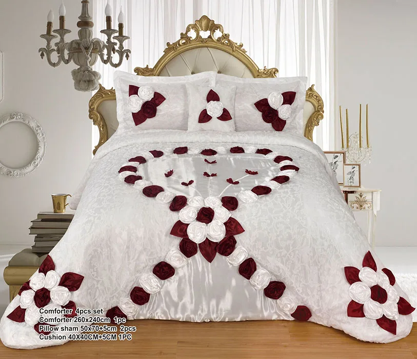 Family Home Soft Feeling Satin Silk Bedding Set Living Room Bedding King Size Bedding Set - Image 4