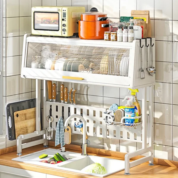 fruit shelf organizer storage holder with cabinet door drainboard set kitchen plate dish drying rack steel over telescopic sink - Image 3