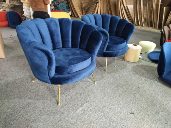 Modern design Upholstery Shell Sofa Chair Living Room leisure chair upholstered cushion Gold stainless Legs - Image 5