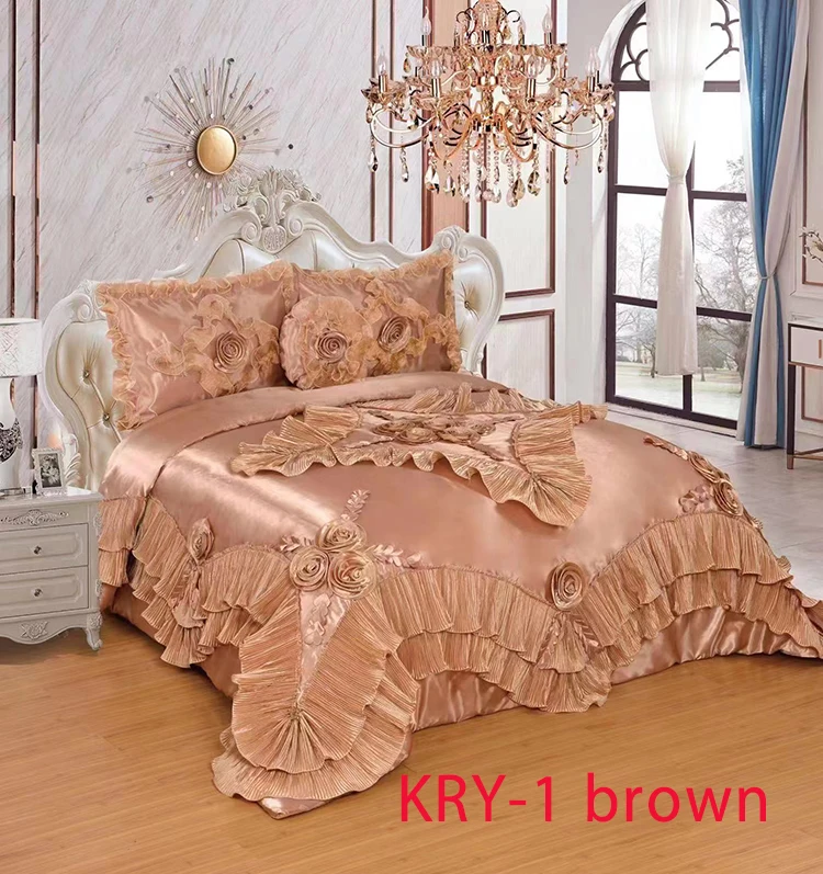 Family Home Soft Feeling Satin Silk Bedding Set Living Room Bedding King Size Bedding Set - Image 2