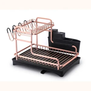 Double-layer assembled aluminum alloy drain dishes and tableware storage rack