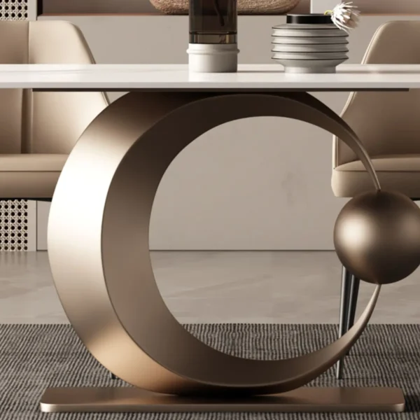 Metal Furniture Sets Stainless Steel Marble Table Dining Set Modern Dining Table Custom Multi-seater Suits - Image 4