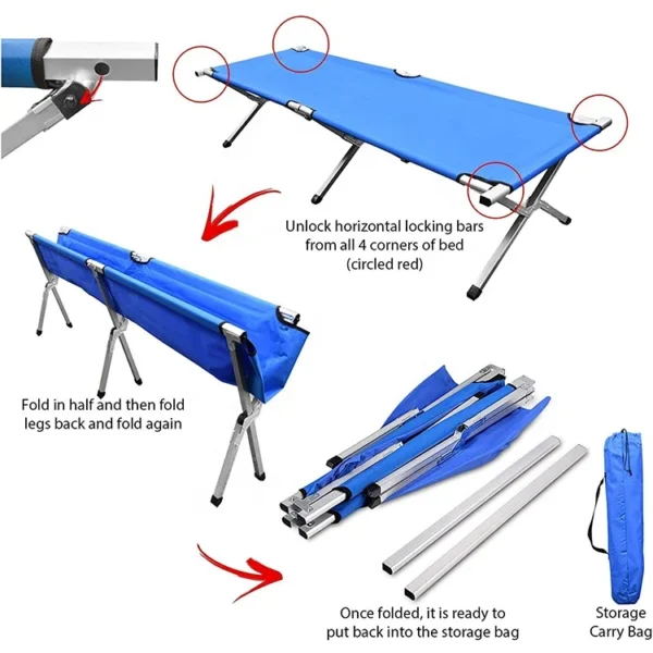 Camping Bed Camping Cot Foldable Sunbed Outdoor Patio Sleeping Bed for camping hiking beach - Image 4
