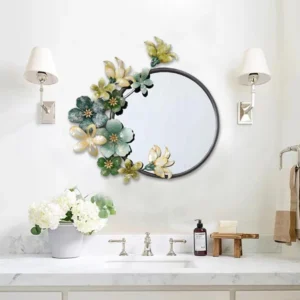 61x61 Light luxury wall mirror Iron background personality creative metal frame mirror American wall hanging accessories