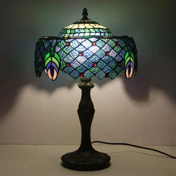 LongHuiJing Dragonfly Stained Glass Desk Lamps Multicolored Brown Table Lamp handmade stained glass Wisteria lampshade lights