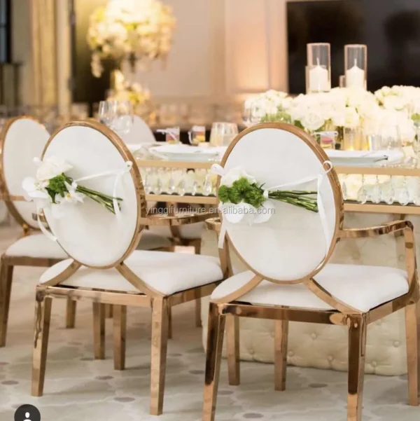 Golden Wedding Party Rental Stainless Steel Chairs - Image 5