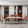 New Design Leather Dining Chair Marble Dining Table Set - Image 3