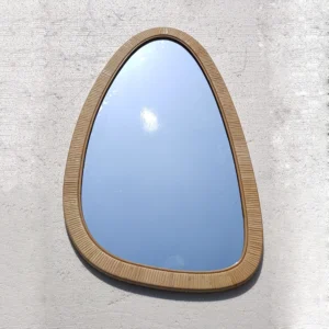 110x65 Modern Simplistic Decorative Art Home Decor Handcrafted Natural Rattan-Framed Large Wall Mirror For Bathroom Living Room