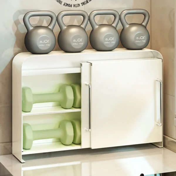 kitchen iron capacity storage tableware double-layer season rack shelves box cabinet Countertop cup holder with side pull door - Image 5