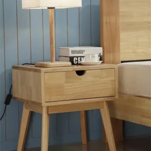 Nordic Style Solid Wooden Furniture Bedroom Bedside Table High Quality Modern Wood Nightstand With Drawer