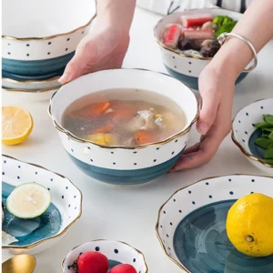 34PCS Household kitchen gadgets Jingdezhen Porcelain Bowl Dish Ceramic Dinner set Bone China Tableware Set