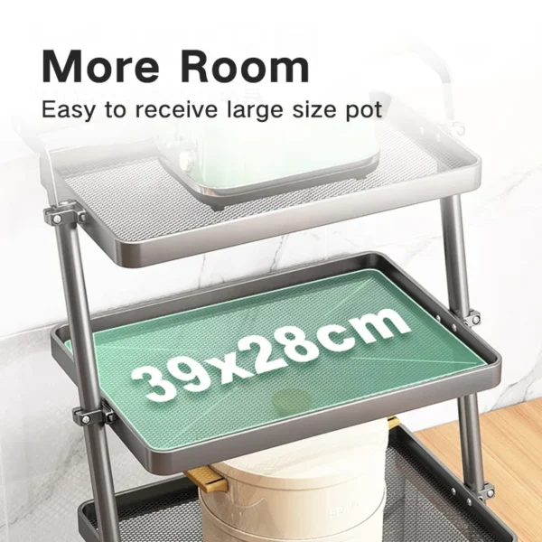 space saving kitchen utensils cart trolley 4 5 tier vegetable basket pot rack wheels storage pan and pot lid organizer holder - Image 5