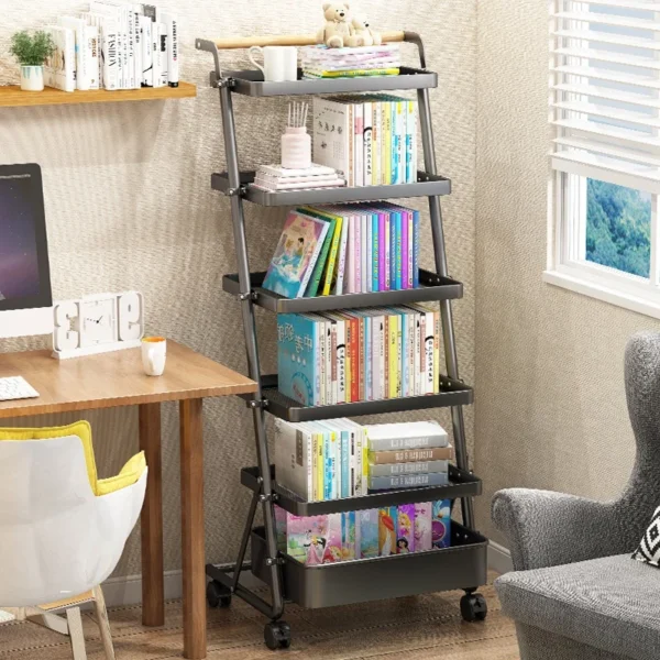 space saving kitchen utensils cart trolley 4 5 tier vegetable basket pot rack wheels storage pan and pot lid organizer holder - Image 2