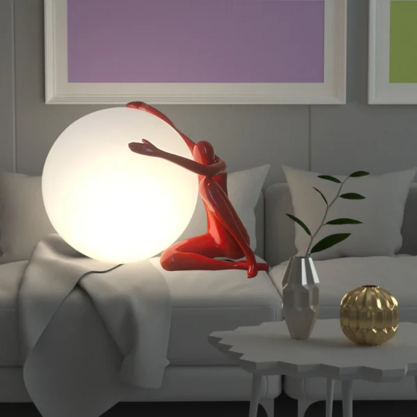 Living room home decor humanoid holding led table lamp resin minimalist desk lamp hotel bedroom bedside modern luxury table lamp - Image 2