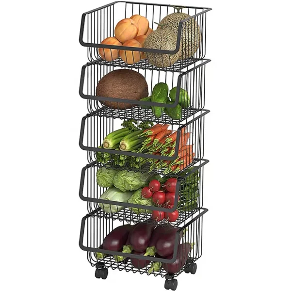 Antirust 5 Layers Removable Kitchen Organizer Cart Clothe Towel Bathroom Body Wash Shelf Dirty Clothes Storage Basket - Image 6