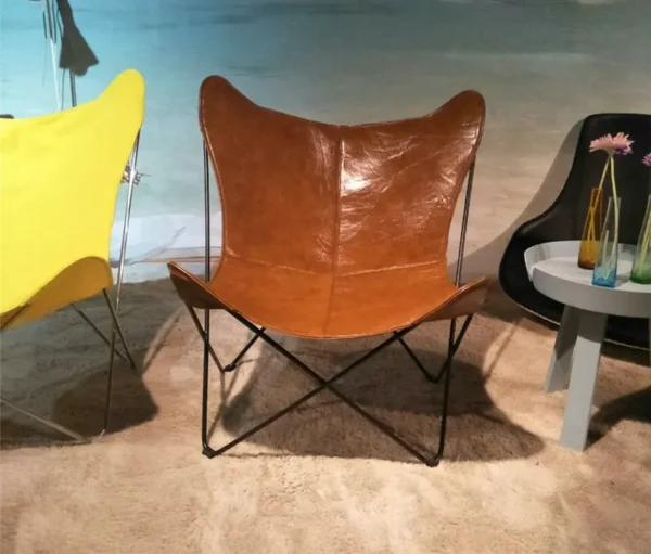 Italy Famous design butterfly chair lounge chair leather powder coated steel living room chair - Image 4