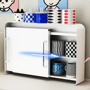 kitchen iron capacity storage tableware double-layer season rack shelves box cabinet Countertop cup holder with side pull door