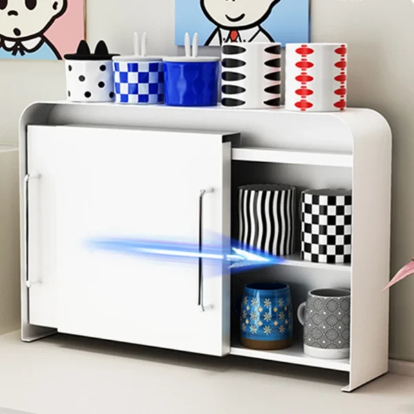 kitchen iron capacity storage tableware double-layer season rack shelves box cabinet Countertop cup holder with side pull door
