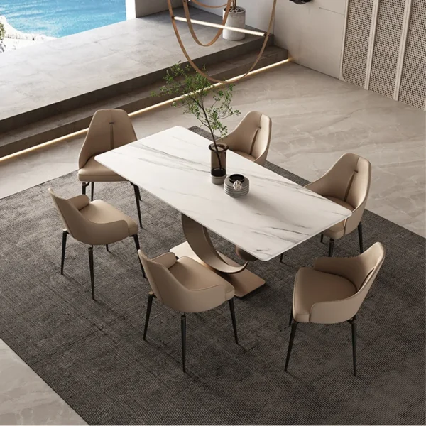 Metal Furniture Sets Stainless Steel Marble Table Dining Set Modern Dining Table Custom Multi-seater Suits - Image 2