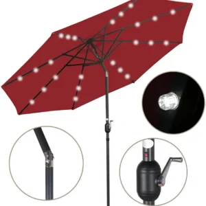 Steel solar beach garden patio umbrella outdoor with LED lights