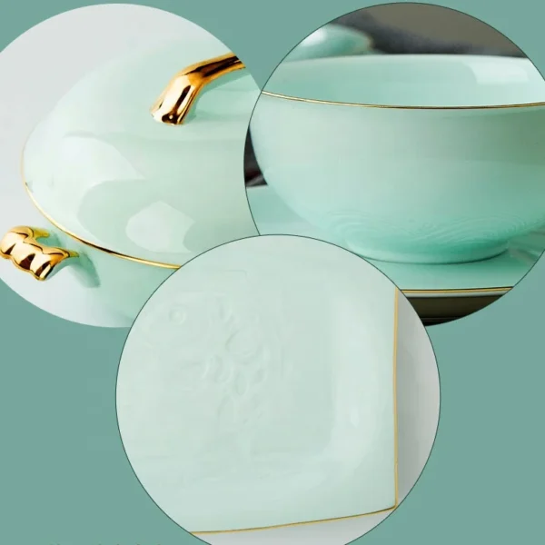 56PCS Household kitchen gadgets Jingdezhen Porcelain Bowl Dish Ceramic Dinner set Bone China Tableware Set - Image 4