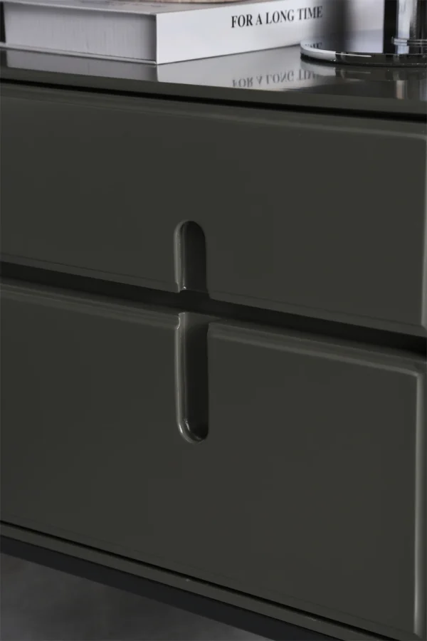 Modern Furniture Nightstands Italian Beside Cabinet Drawer Solid Grey Nightstand Bedside Table - Image 4
