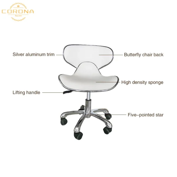 Factory Hot Sale Beauty Salon Nail Salon Chair Modern Adjustable Pedicure Stool With Wheels - Image 3