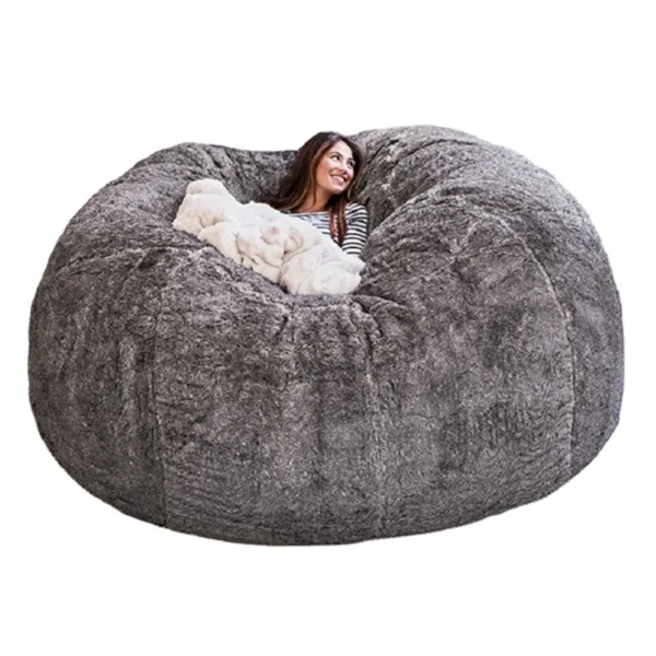Giant Washable Soft Fluffy Faux Velvet Big Lazy 6ft Sofa Bed Kids Bean Bag Cover Fabric Living Room Chair - Image 6