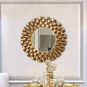 80*80cm Factory Supply Retro Large Size Gold Living Room Decoration Mirror Home Round Wall Hanging Wall Mirror