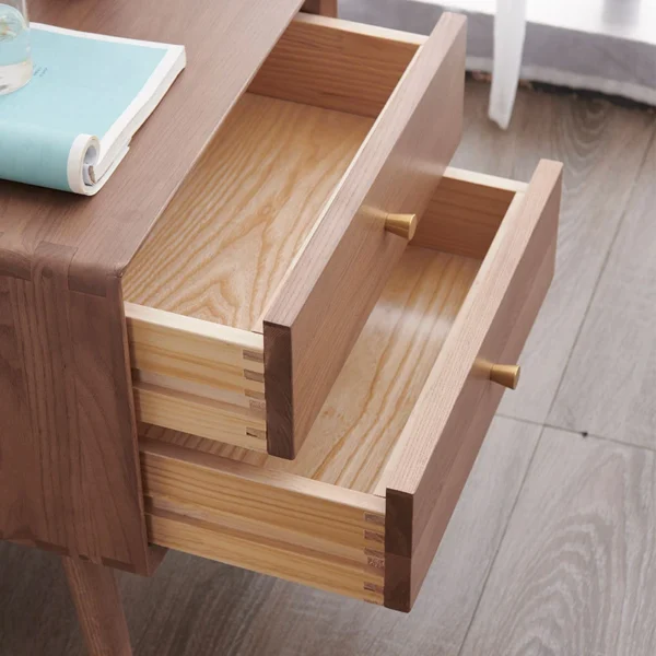 Good Quality ash Wood Bedside Tables Nightstands Bedroom Side Tables Storage Unit With 2 Drawer - Image 2