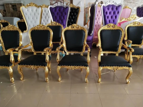 Wooden Carving Swan Wedding Bride and Groom Chairs - Image 5