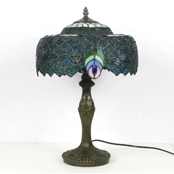 LongHuiJing Dragonfly Stained Glass Desk Lamps Multicolored Brown Table Lamp handmade stained glass Wisteria lampshade lights - Image 2