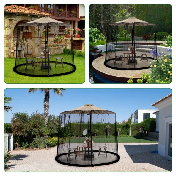 Patio Umbrella Mosquito Net Round Hanging  Nets Double Zipper Door Bed Canopy home garden outdoor - Image 3