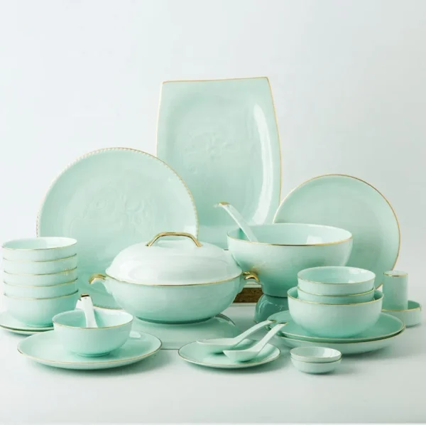 56PCS Household kitchen gadgets Jingdezhen Porcelain Bowl Dish Ceramic Dinner set Bone China Tableware Set - Image 6