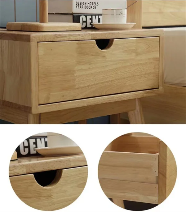 Nordic Style Solid Wooden Furniture Bedroom Bedside Table High Quality Modern Wood Nightstand With Drawer - Image 4