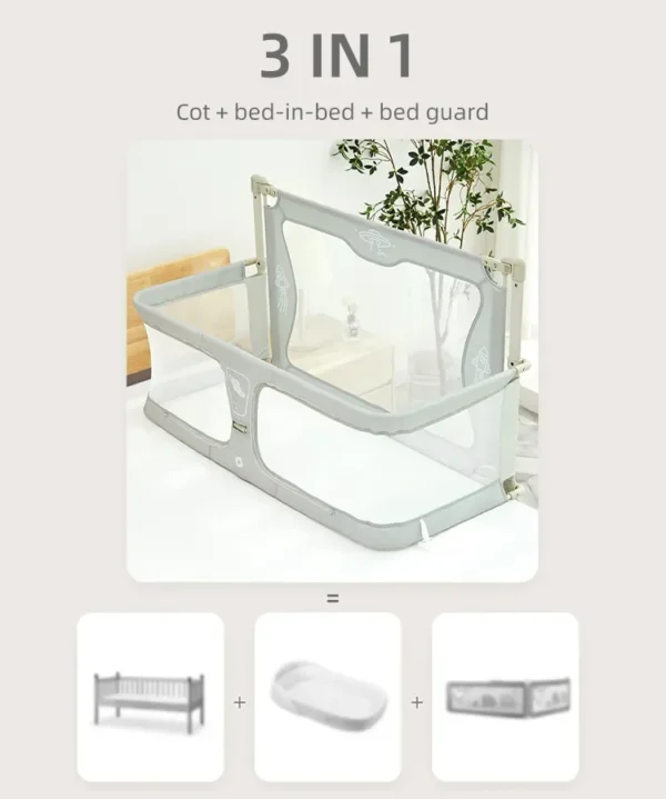 Baby products 3 In 1 Baby Bed Guardrail Crib For 0-36 months Infants Bed Barrier Safety Rail  Baby Cribs Adaptable To Bed - Image 4