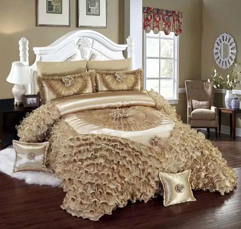 New Design Luxury Bedspread Set Silky Pillowcase Wedding Bedding Cover Home Goods Twin Size Bedding - Image 2