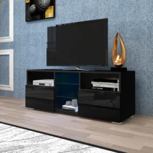 Modern wood living room furniture wicker classic led light TV stand table with fireplace
