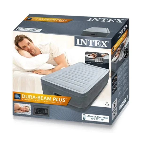 Intex 64412 Twin Dura-Beam Series Elevated Airbed With Built Pump Single Bed Inflatable Air Mattress - Image 5