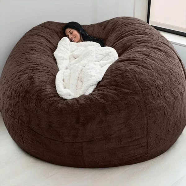 Giant Washable Soft Fluffy Faux Velvet Big Lazy 6ft Sofa Bed Kids Bean Bag Cover Fabric Living Room Chair - Image 4