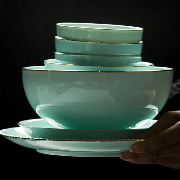 56PCS Household kitchen gadgets Jingdezhen Porcelain Bowl Dish Ceramic Dinner set Bone China Tableware Set - Image 3
