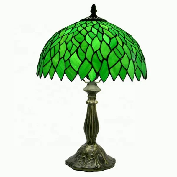 LongHuiJing Green Leaf Tiffany Style Table Lamp Bedroom Livingroom Light Stained Glass Desk lamps - Image 6