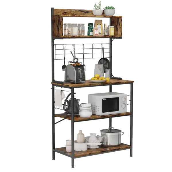 Wooden & Stainless Steel Floor Standing Kitchen Rack Food Display Shelf Supermarket Display Racks For Kitchenware - Image 6