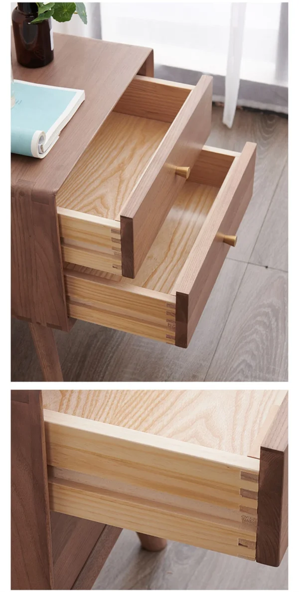Good Quality ash Wood Bedside Tables Nightstands Bedroom Side Tables Storage Unit With 2 Drawer - Image 4