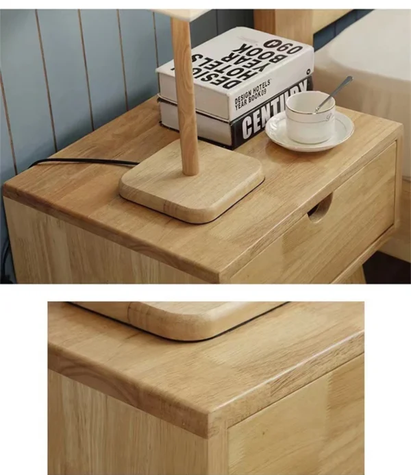 Nordic Style Solid Wooden Furniture Bedroom Bedside Table High Quality Modern Wood Nightstand With Drawer - Image 3