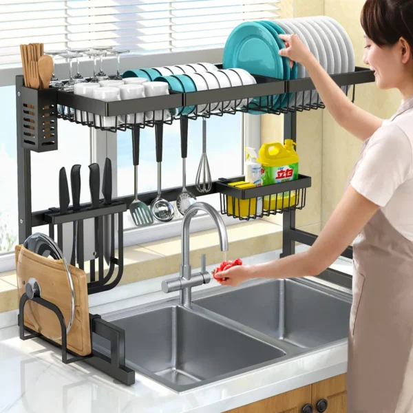 Dish Drying Rack Over The Sink -Adjustable Large Dish Rack Drainer for Kitchen Organization Storage Space Saver Shelf Holder - Image 5