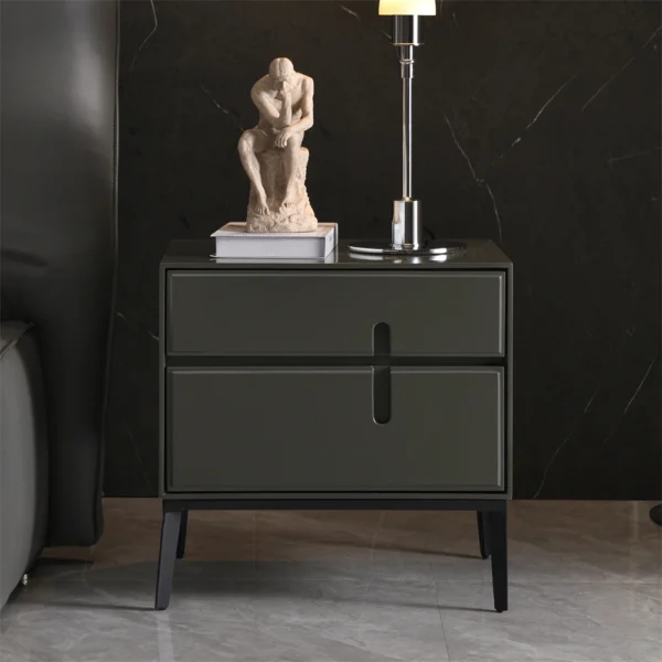 Modern Furniture Nightstands Italian Beside Cabinet Drawer Solid Grey Nightstand Bedside Table - Image 6