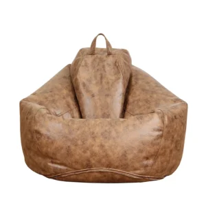 Modern big outdoor indoor gaming pouf thick retro brown fabric giant beanbag chair sofa ottoman cover without filler