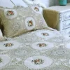 Wedding KING SIZE bedding sets 3 pieces designer Hand crochet ribbon embroidery bed sheets set - Image 3