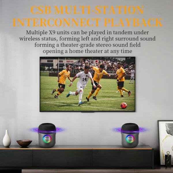 100W Wireless Portable Speaker Subwoofer with Touch Panel Button RGB LED Light Deep Bass 360 Surrounding Sound TWS TF Card U Dis - Image 4